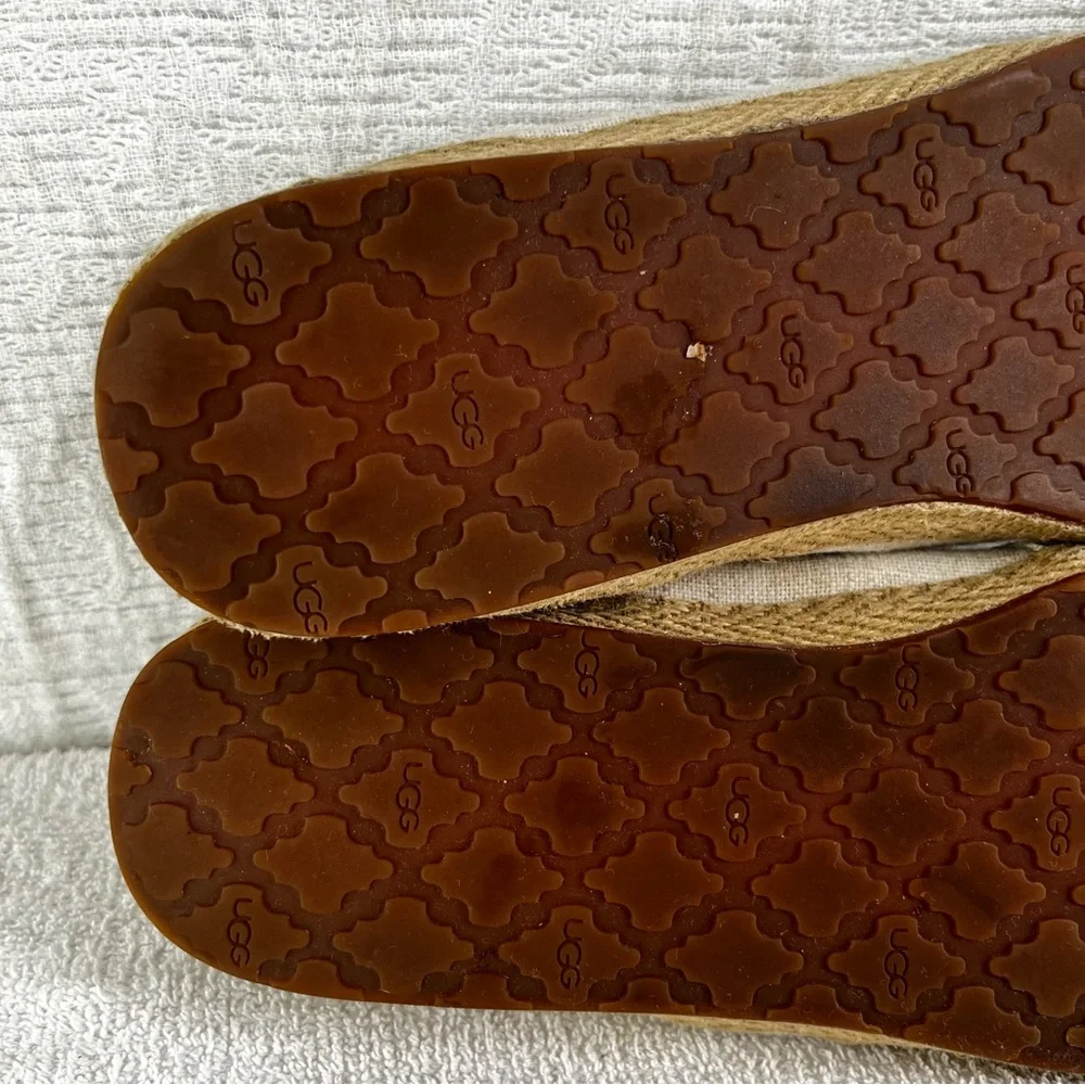 UGG Espadrille Ballet Flats Indah Canvas Womens 9.5 Slip On Neutral Coastal Shoe